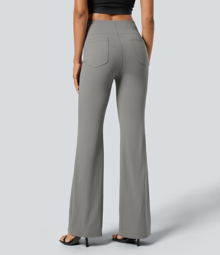 Halara Flex™ High Waisted Back Side Pocket Slight Flare Work Pants Halara Flex™ High Waisted Back Side Pocket Slight Flare Work Pants