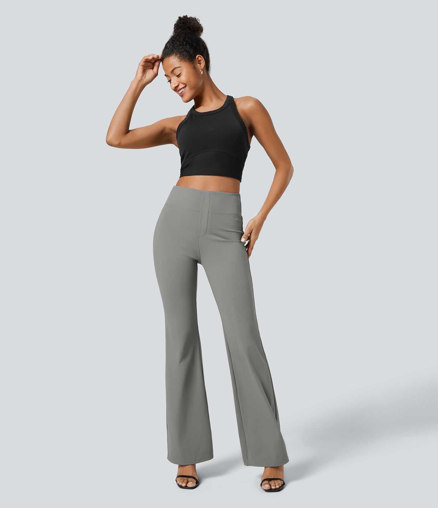 Halara Flex™ High Waisted Back Side Pocket Slight Flare Work Pants Halara Flex™ High Waisted Back Side Pocket Slight Flare Work Pants