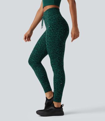 Halara UltraSculpt™ Leopard Print High Waisted Drawstring Yoga Leggings with Pockets