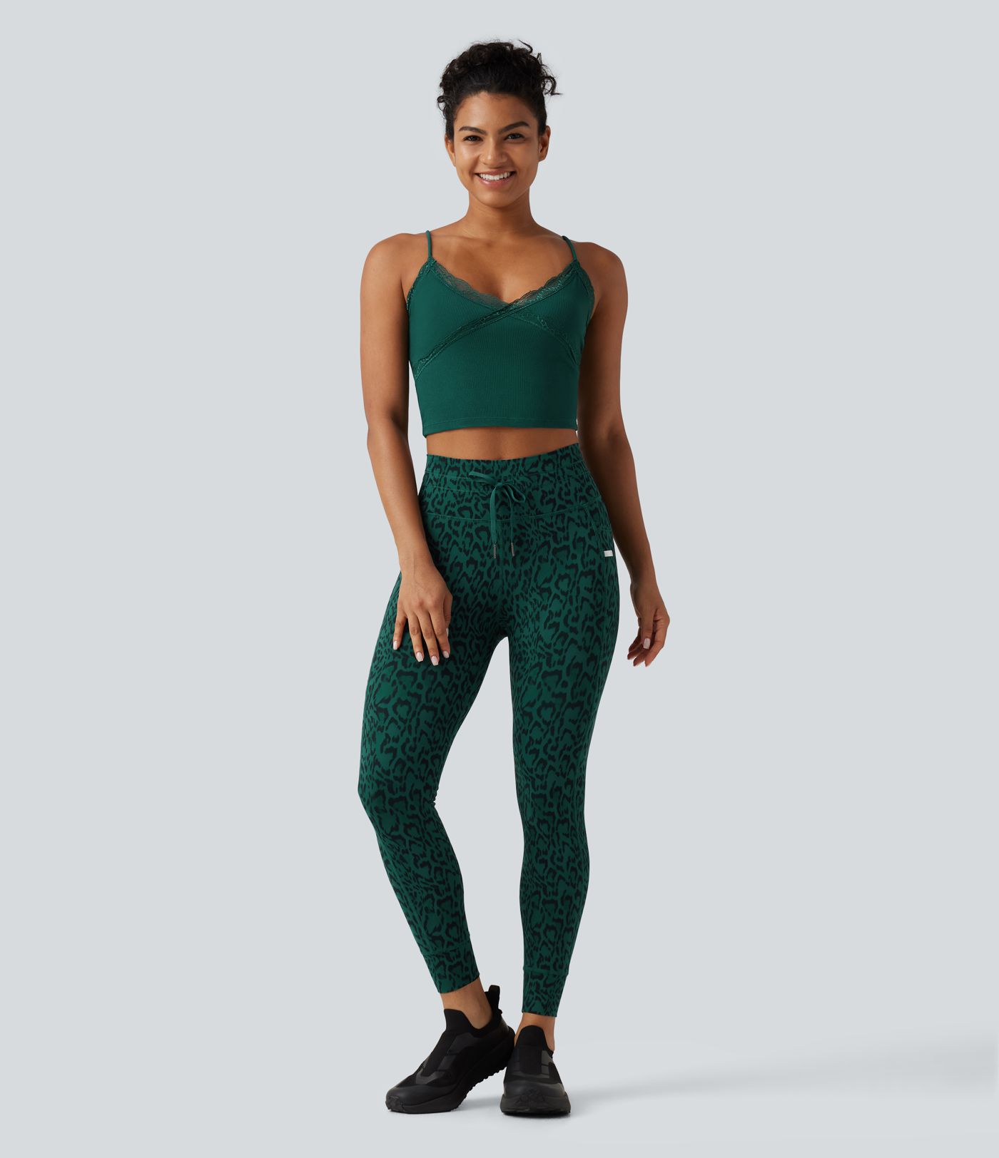 Halara UltraSculpt™ Leopard Print High Waisted Drawstring Yoga Leggings with Pockets
