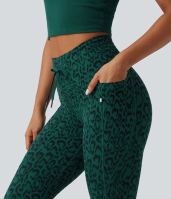 Halara UltraSculpt™ Leopard Print High Waisted Drawstring Yoga Leggings with Pockets