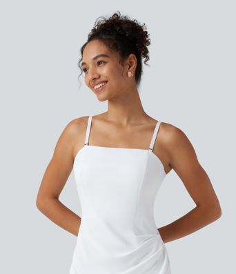 Robe nuisette mini avec brassière intégrée et dentelle contrastante en SoftlyZero™ Airy à toucher frais - UPF50+