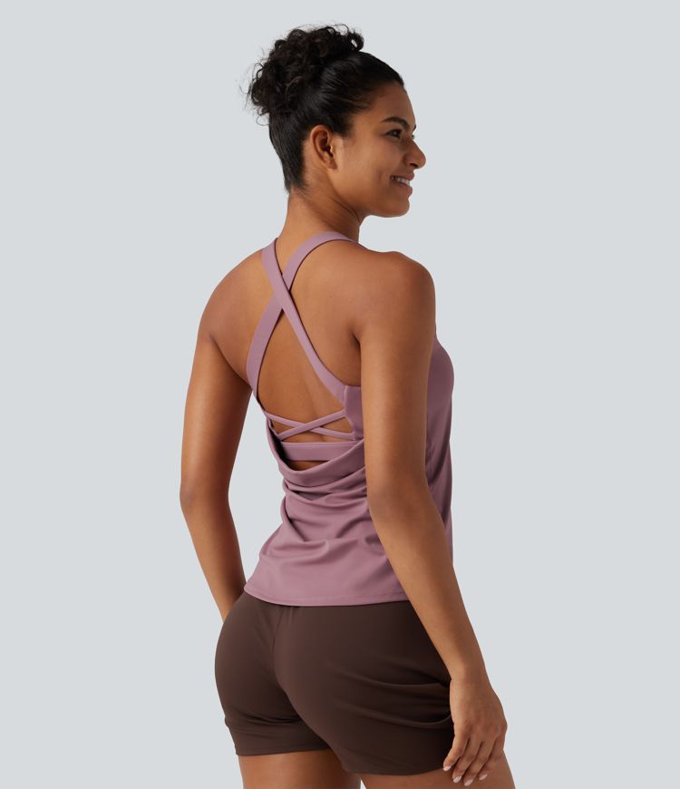 U Neck Built-in Bra Cool Touch Quick Dry Yoga Tank Top-UPF50+ U Neck Built-in Bra Cool Touch Quick Dry Yoga Tank Top-UPF50+