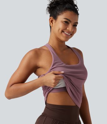 U Neck Built-in Bra Cool Touch Quick Dry Yoga Tank Top-UPF50+ U Neck Built-in Bra Cool Touch Quick Dry Yoga Tank Top-UPF50+