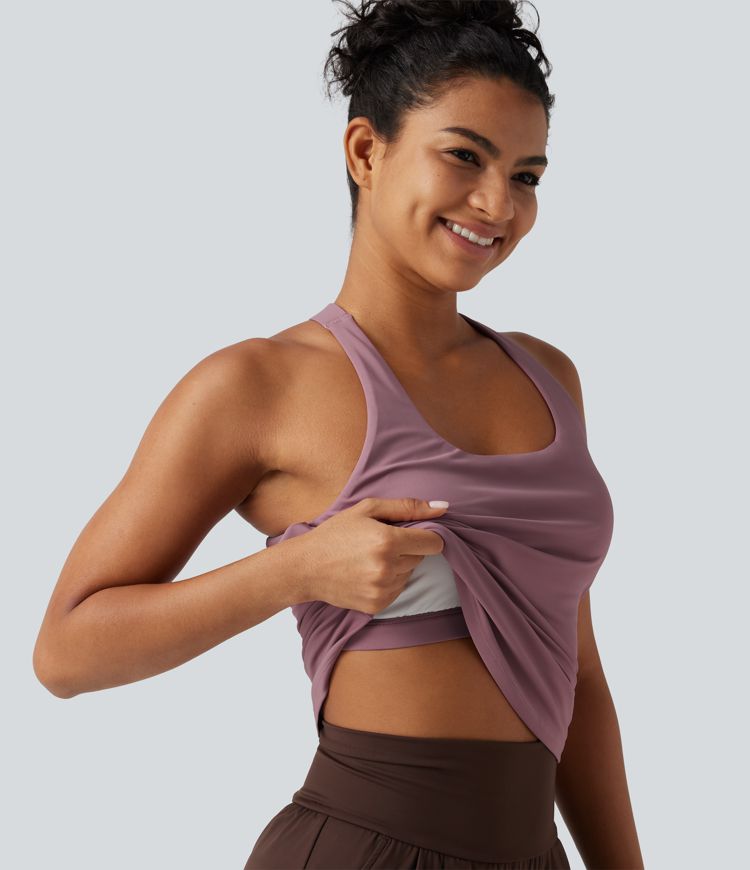 U Neck Built-in Bra Cool Touch Quick Dry Yoga Tank Top-UPF50+ U Neck Built-in Bra Cool Touch Quick Dry Yoga Tank Top-UPF50+