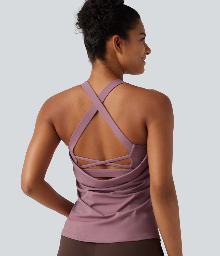 U Neck Built-in Bra Cool Touch Quick Dry Yoga Tank Top-UPF50+ U Neck Built-in Bra Cool Touch Quick Dry Yoga Tank Top-UPF50+