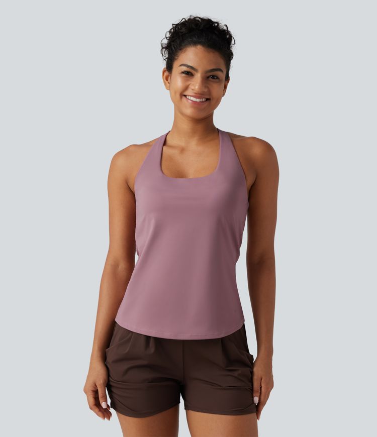 U Neck Built-in Bra Cool Touch Quick Dry Yoga Tank Top-UPF50+ U Neck Built-in Bra Cool Touch Quick Dry Yoga Tank Top-UPF50+