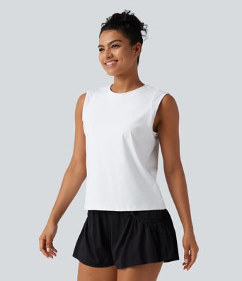 SoftlyZero™ Airy Round Neck Contrast Breathable Mesh Cool Touch Running Tank Top-UPF50+ SoftlyZero™ Airy Round Neck Contrast Breathable Mesh Cool Touch Running Tank Top-UPF50+