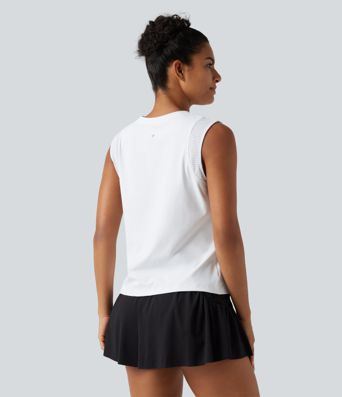 SoftlyZero™ Airy Round Neck Contrast Breathable Mesh Cool Touch Running Tank Top-UPF50+ SoftlyZero™ Airy Round Neck Contrast Breathable Mesh Cool Touch Running Tank Top-UPF50+