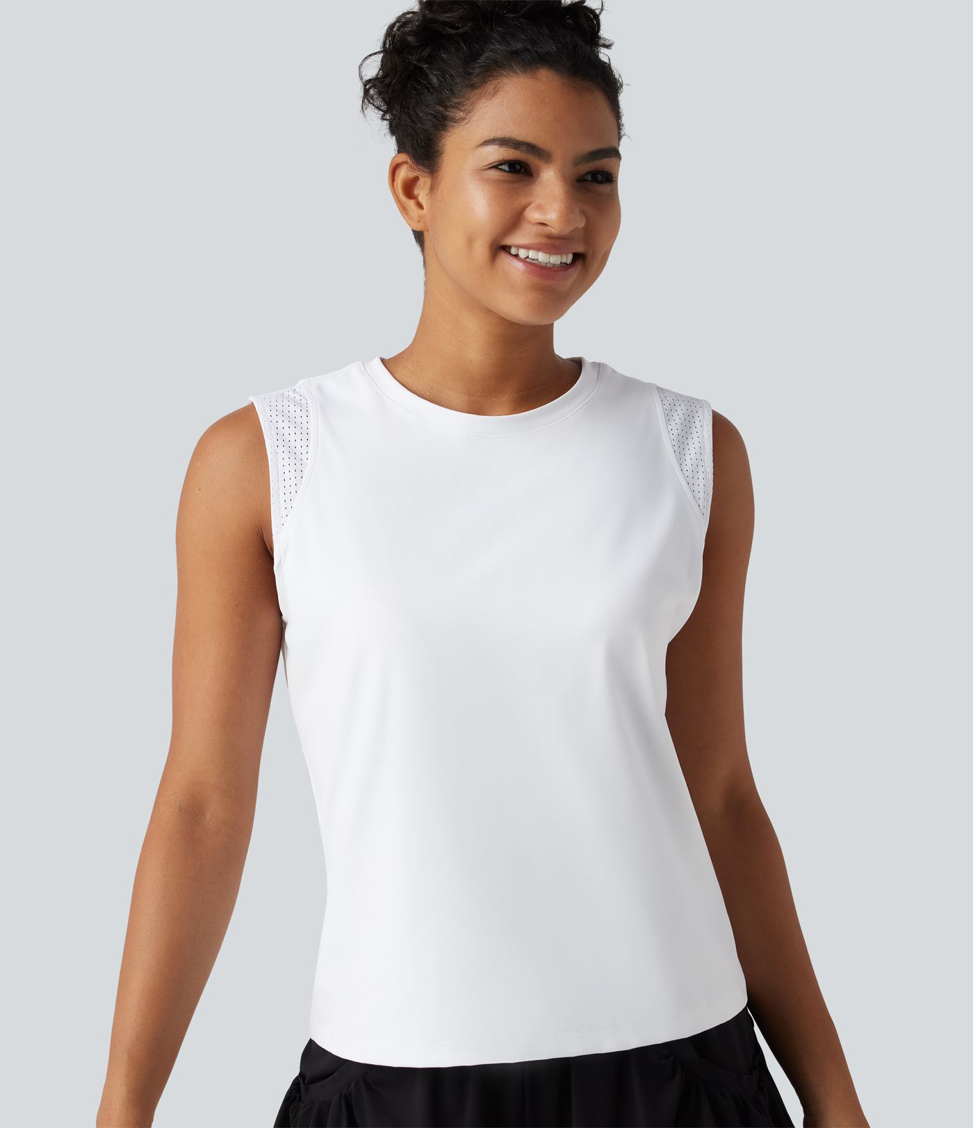 SoftlyZero™ Airy Round Neck Contrast Breathable Mesh Cool Touch Running Tank Top-UPF50+ SoftlyZero™ Airy Round Neck Contrast Breathable Mesh Cool Touch Running Tank Top-UPF50+