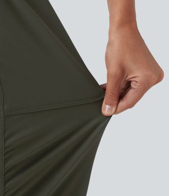 Lauf-Jogger mit mittelhohem Bund, Kordelzug, Raffung, schmal zulaufendem Schnitt, schnelltrocknend, kühlendem Griff und Taschen — UPF 40+