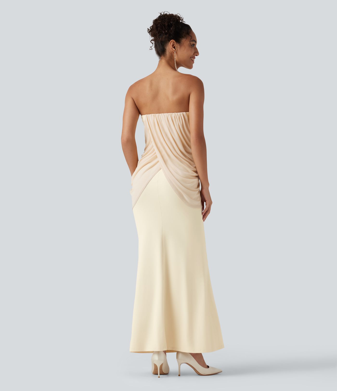SoftlyZero™ Plush Tube Built-in Bra Contrast Mesh Mermaid Maxi Dress SoftlyZero™ Plush Tube Built-in Bra Contrast Mesh Mermaid Maxi Dress