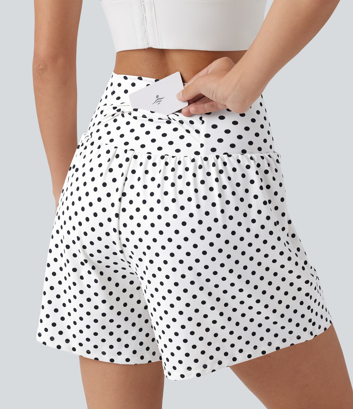 High Waisted 2-in-1 Polka Dot Yoga Shorts 5'' with Pockets High Waisted 2-in-1 Polka Dot Yoga Shorts 5'' with Pockets