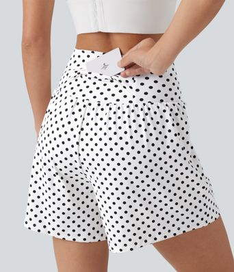 High Waisted 2-in-1 Polka Dot Yoga Shorts 5'' with Pockets High Waisted 2-in-1 Polka Dot Yoga Shorts 5'' with Pockets