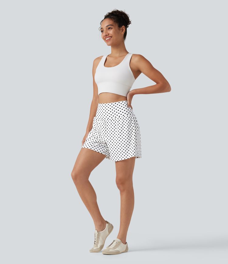 High Waisted 2-in-1 Polka Dot Yoga Shorts 5'' with Pockets High Waisted 2-in-1 Polka Dot Yoga Shorts 5'' with Pockets