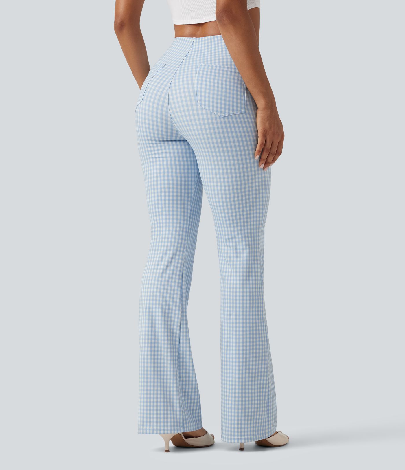 Halara Flex™ High Waisted Plaid Bootcut Work Pants with Pockets Halara Flex™ High Waisted Plaid Bootcut Work Pants with Pockets
