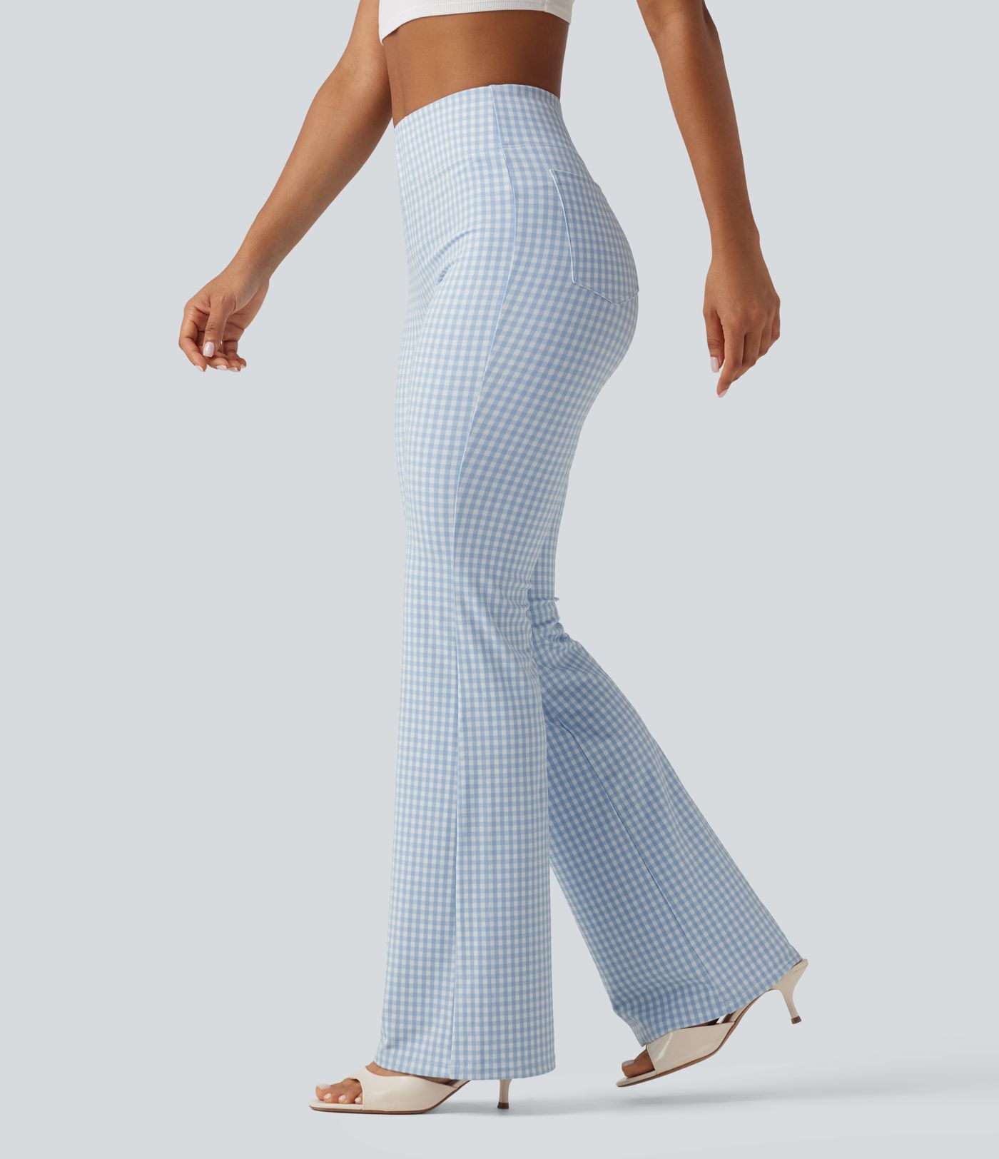 Halara Flex™ High Waisted Plaid Bootcut Work Pants with Pockets Halara Flex™ High Waisted Plaid Bootcut Work Pants with Pockets