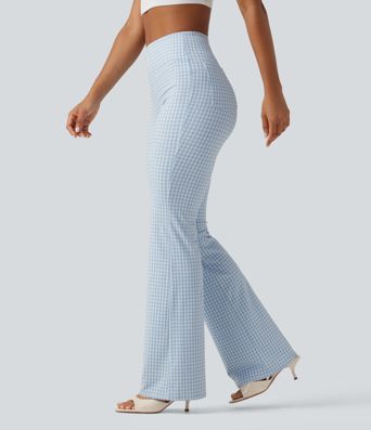 Halara Flex™ High Waisted Plaid Bootcut Work Pants with Pockets Halara Flex™ High Waisted Plaid Bootcut Work Pants with Pockets