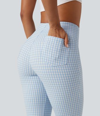 Halara Flex™ High Waisted Plaid Bootcut Work Pants with Pockets Halara Flex™ High Waisted Plaid Bootcut Work Pants with Pockets