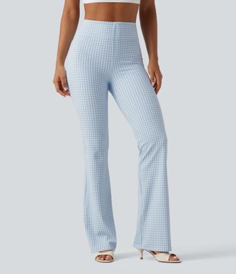 Halara Flex™ High Waisted Plaid Bootcut Work Pants with Pockets Halara Flex™ High Waisted Plaid Bootcut Work Pants with Pockets