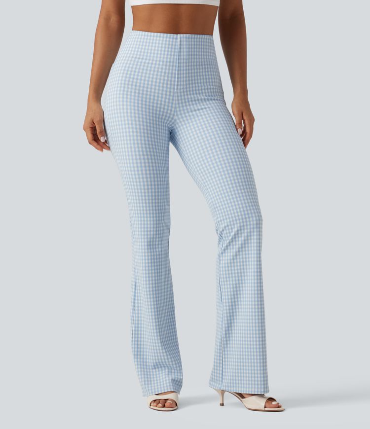 Halara Flex™ High Waisted Plaid Bootcut Work Pants with Pockets Halara Flex™ High Waisted Plaid Bootcut Work Pants with Pockets