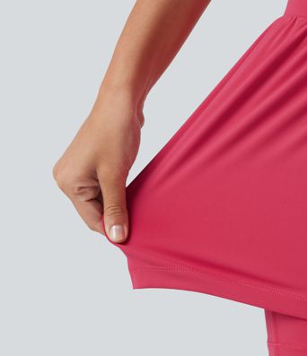 SoftlyZero™ Airy High Waisted Crossover 2-in-1 Cool Touch Yoga Shorts 5'' with Pockets