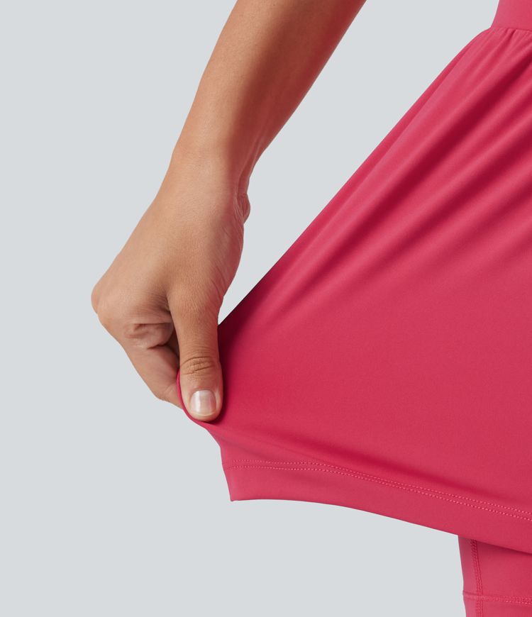 SoftlyZero™ Airy High Waisted Crossover 2-in-1 Cool Touch Yoga Shorts 5'' with Pockets