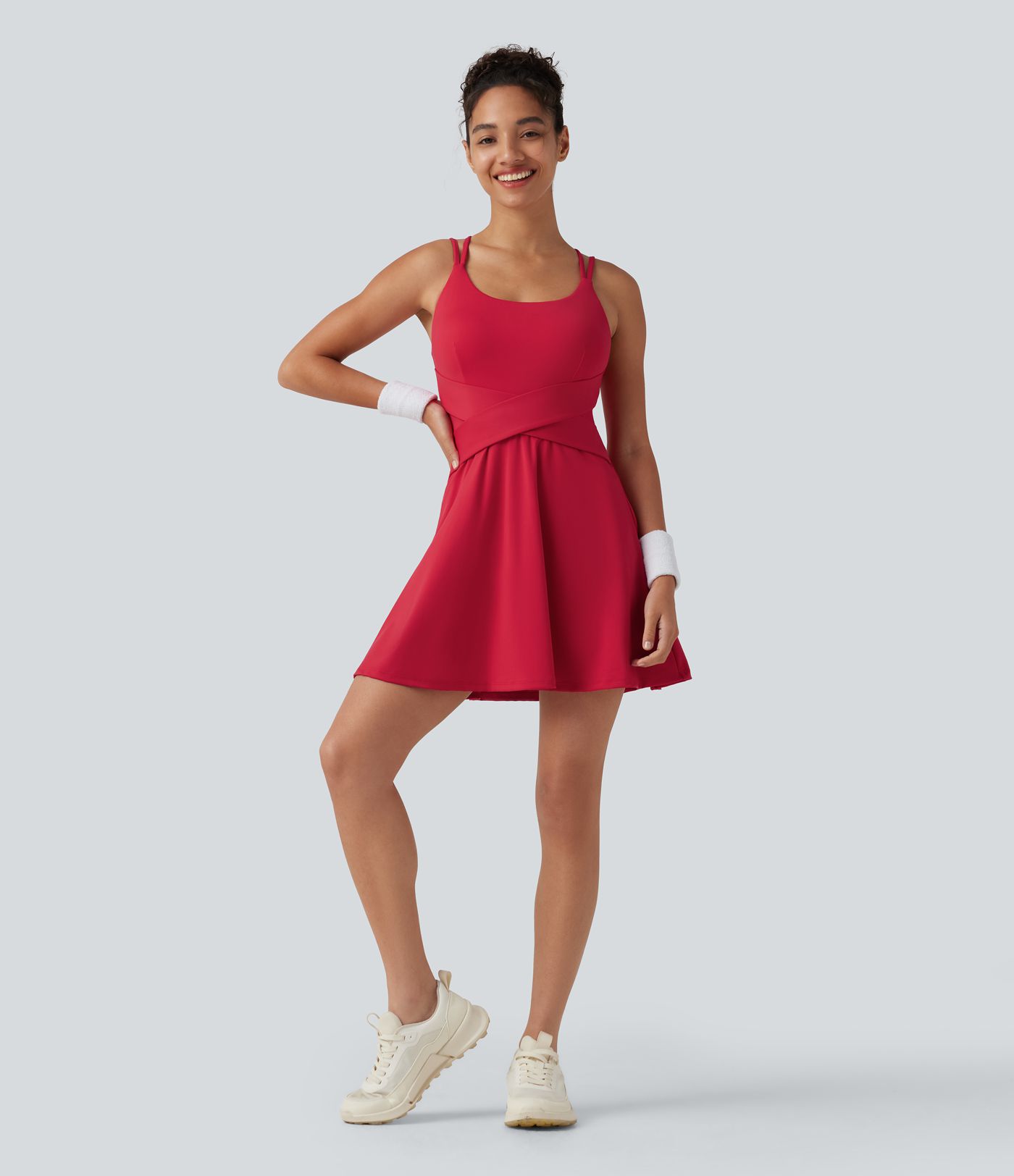 SoftlyZero™ Airy Built-in Bra 2-in-1 Cool Touch Mini Tennis Active Dress with Pockets-Easy Peezy Edition-UPF50+
