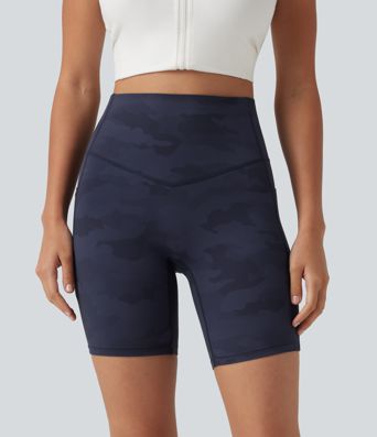 Halara UltraSculpt™ Camo Print High Waisted Tummy Control Training Biker Shorts 7'' with Pockets