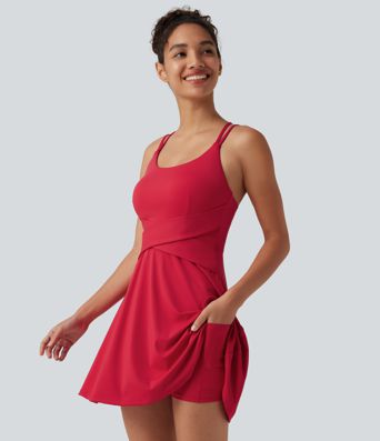 SoftlyZero™ Airy Built-in Bra 2-in-1 Cool Touch Mini Tennis Active Dress with Pockets-Easy Peezy Edition-UPF50+