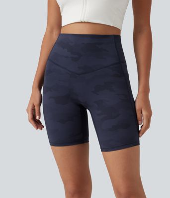 Halara UltraSculpt™ Camo Print High Waisted Tummy Control Training Biker Shorts 7'' with Pockets