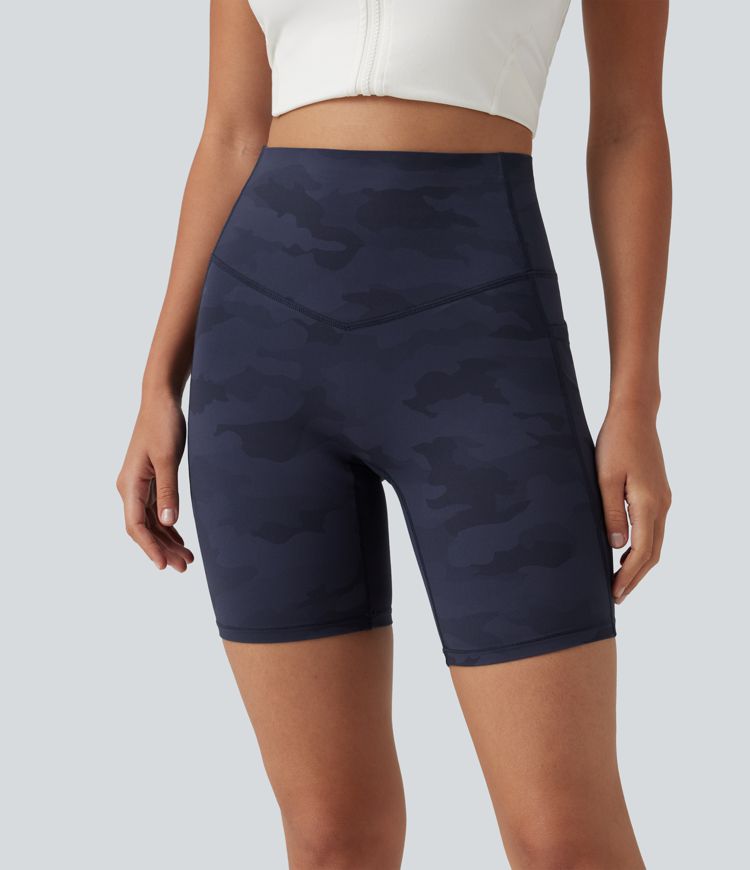 Halara UltraSculpt™ Camo Print High Waisted Tummy Control Training Biker Shorts 7'' with Pockets