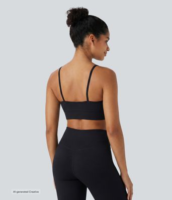 Square Neck Built-in Bra Cropped Casual Tank Top