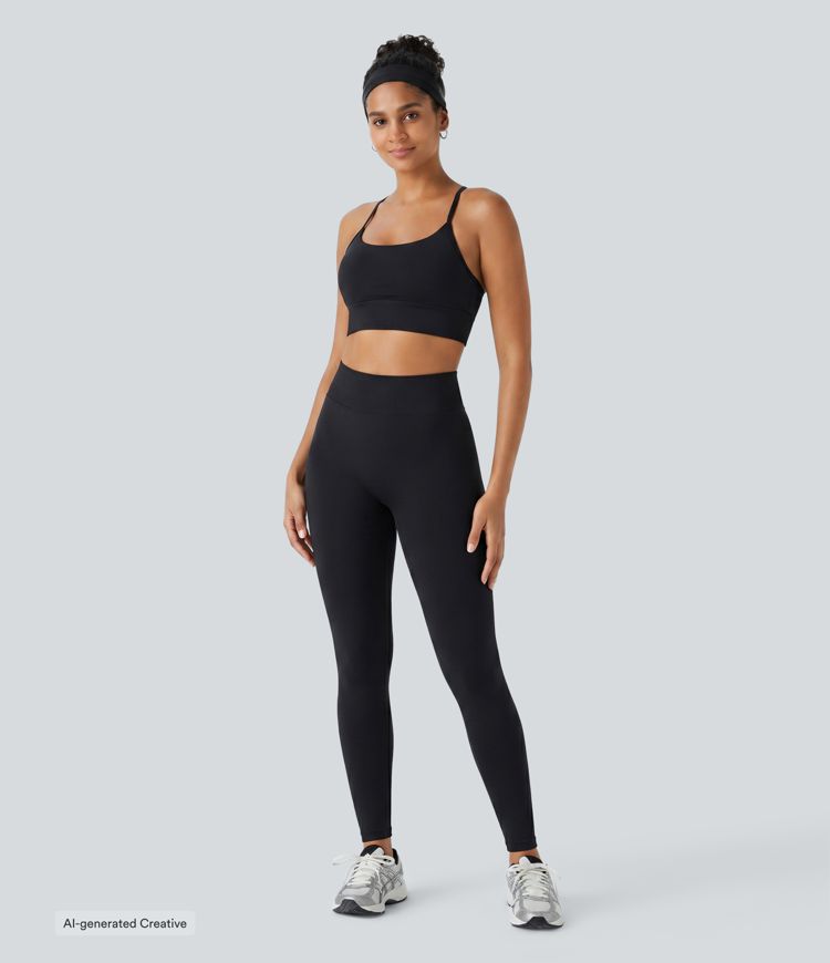 Square Neck Built-in Bra Cropped Casual Tank Top