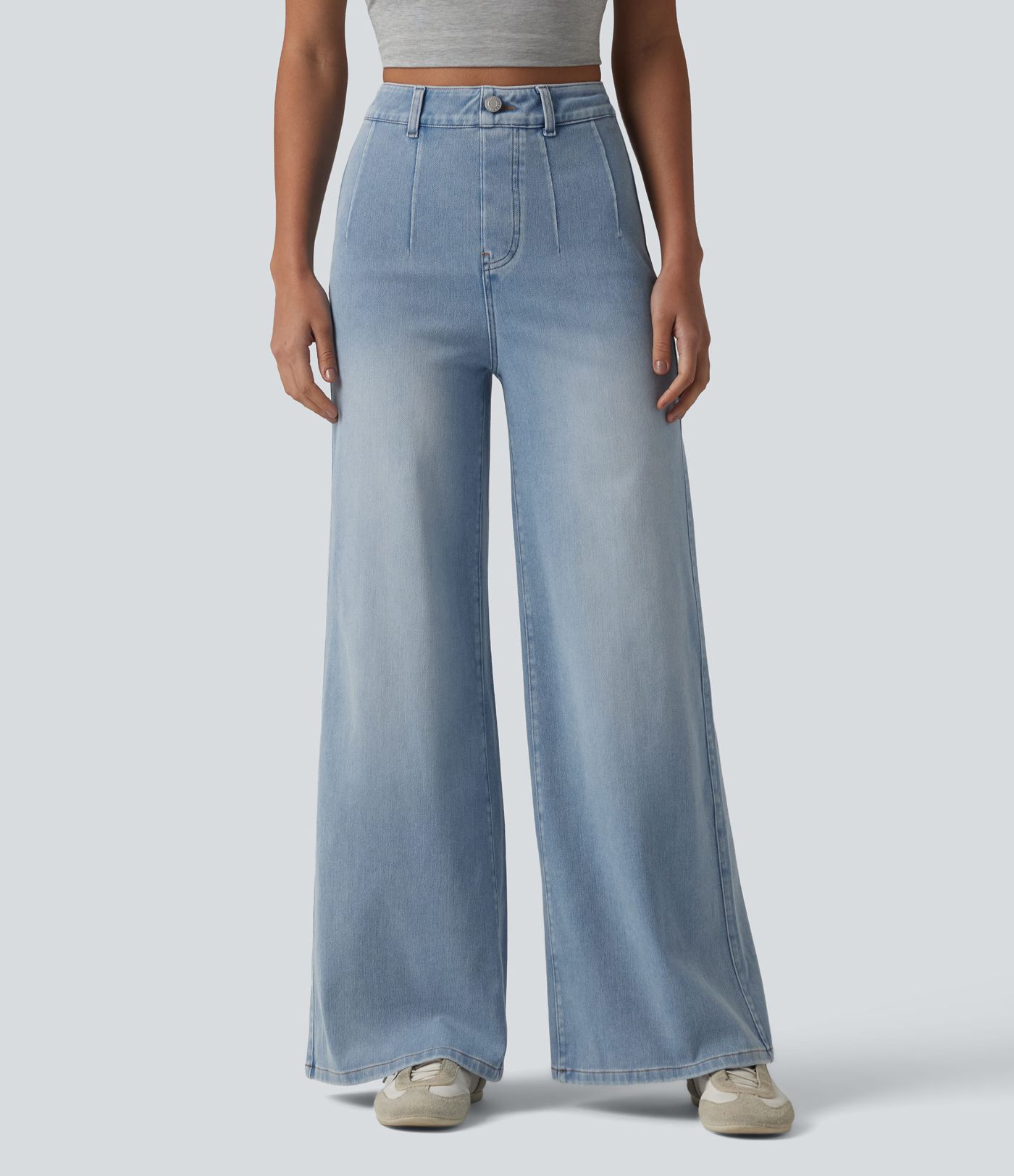 Halara Flex™ High Waisted Tummy Control Wide Leg Casual Jeans with Pockets Halara Flex™ High Waisted Tummy Control Wide Leg Casual Jeans with Pockets