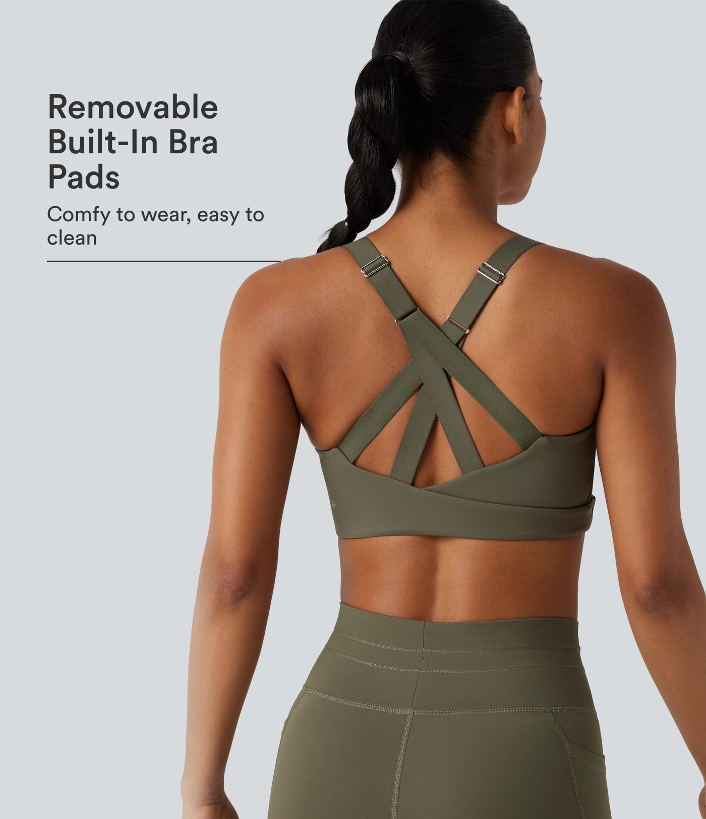 Medium Support Crisscross Back Adjustable Buckle Breathable Mesh Built-in Bra Cool Touch Quick Dry Training Sports Bra-UPF50+ Medium Support Crisscross Back Adjustable Buckle Breathable Mesh Built-in Bra Cool Touch Quick Dry Training Sports Bra-UPF50+
