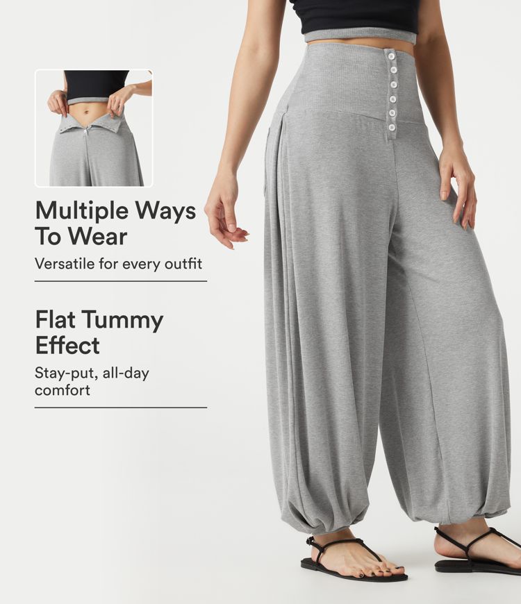 High Stretch Ribbed High Waisted Tummy Control Casual Joggers with Pockets High Stretch Ribbed High Waisted Tummy Control Casual Joggers with Pockets
