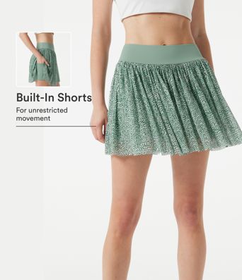 Mid Rise Leopard Mesh Mini 2-in-1 Workout Flowy Skirt with Pocket Mid Rise Leopard Mesh Mini 2-in-1 Workout Flowy Skirt with Pocket