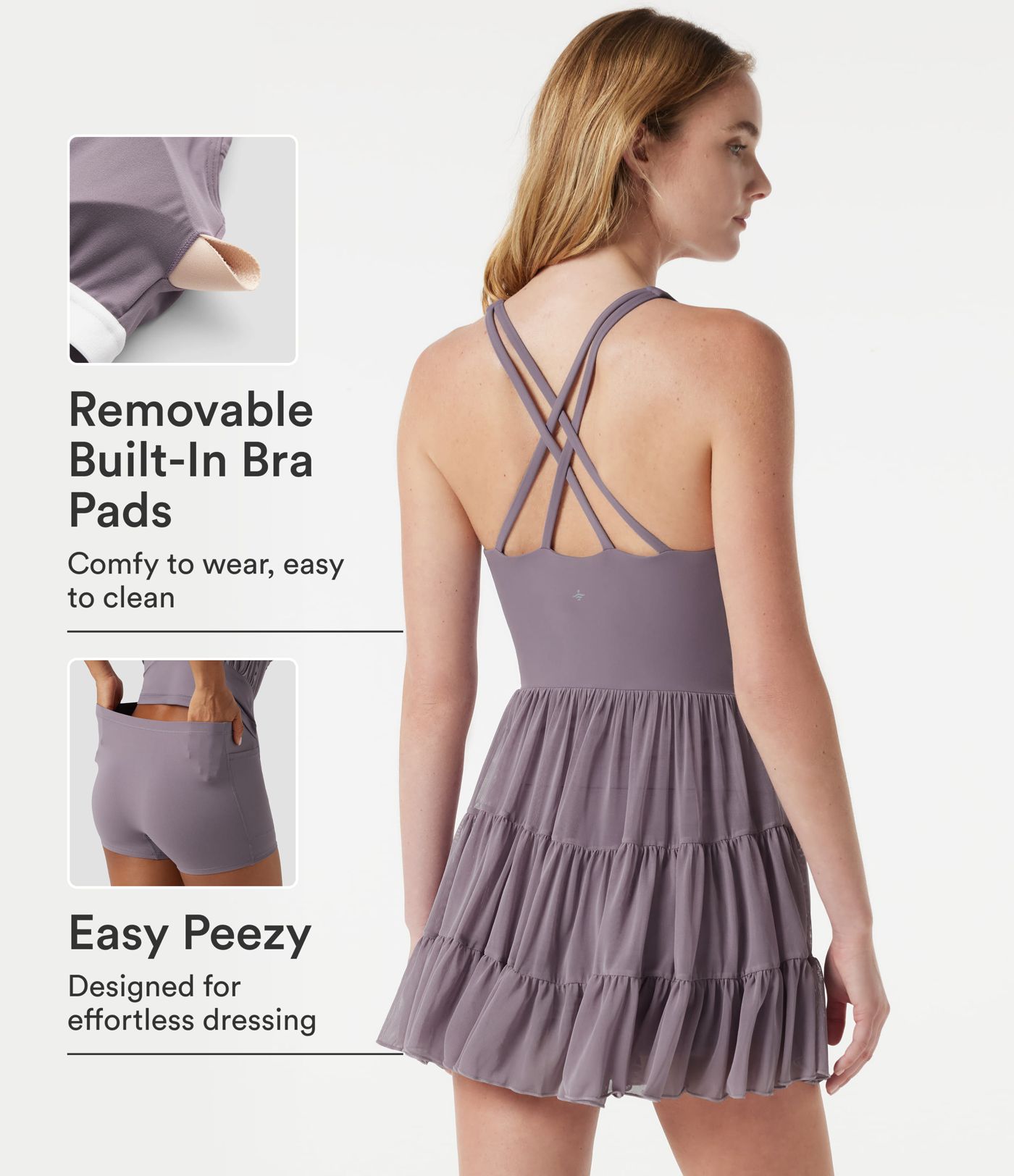 SoftlyZero™ Built-in Bra Contrast Mesh 2-in-1 Mini Dance Active Dress with Pockets-Easy Peezy Edition-UPF50+ SoftlyZero™ Built-in Bra Contrast Mesh 2-in-1 Mini Dance Active Dress with Pockets-Easy Peezy Edition-UPF50+