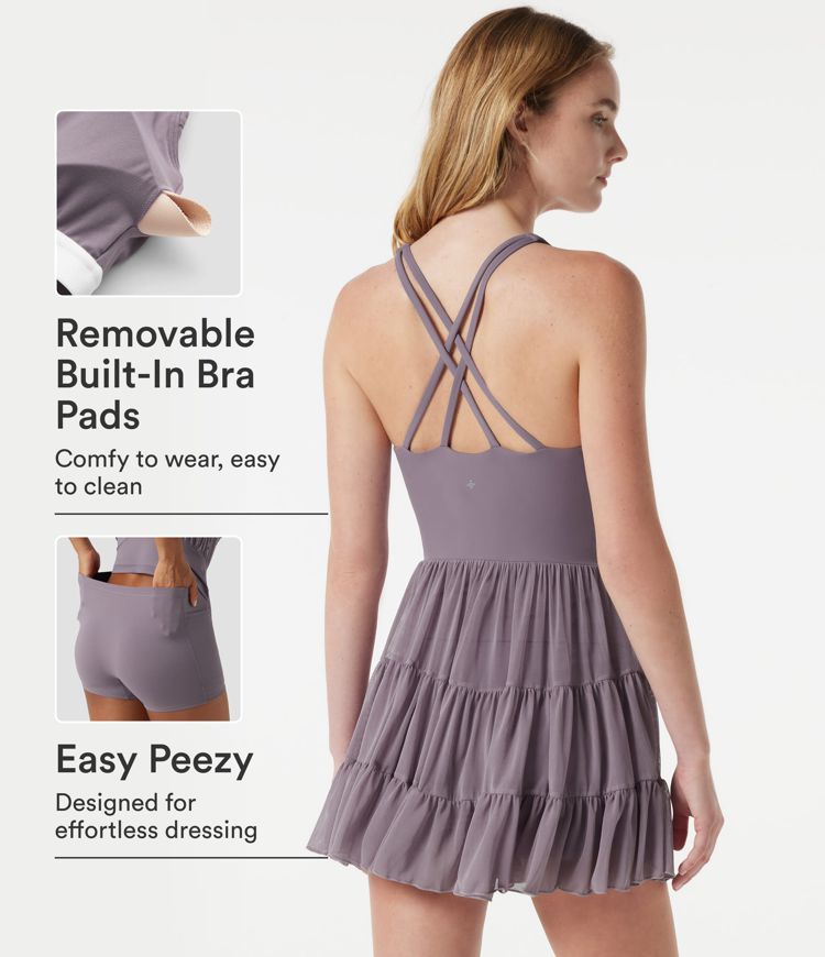 SoftlyZero™ Built-in Bra Contrast Mesh 2-in-1 Mini Dance Active Dress with Pockets-Easy Peezy Edition-UPF50+ SoftlyZero™ Built-in Bra Contrast Mesh 2-in-1 Mini Dance Active Dress with Pockets-Easy Peezy Edition-UPF50+