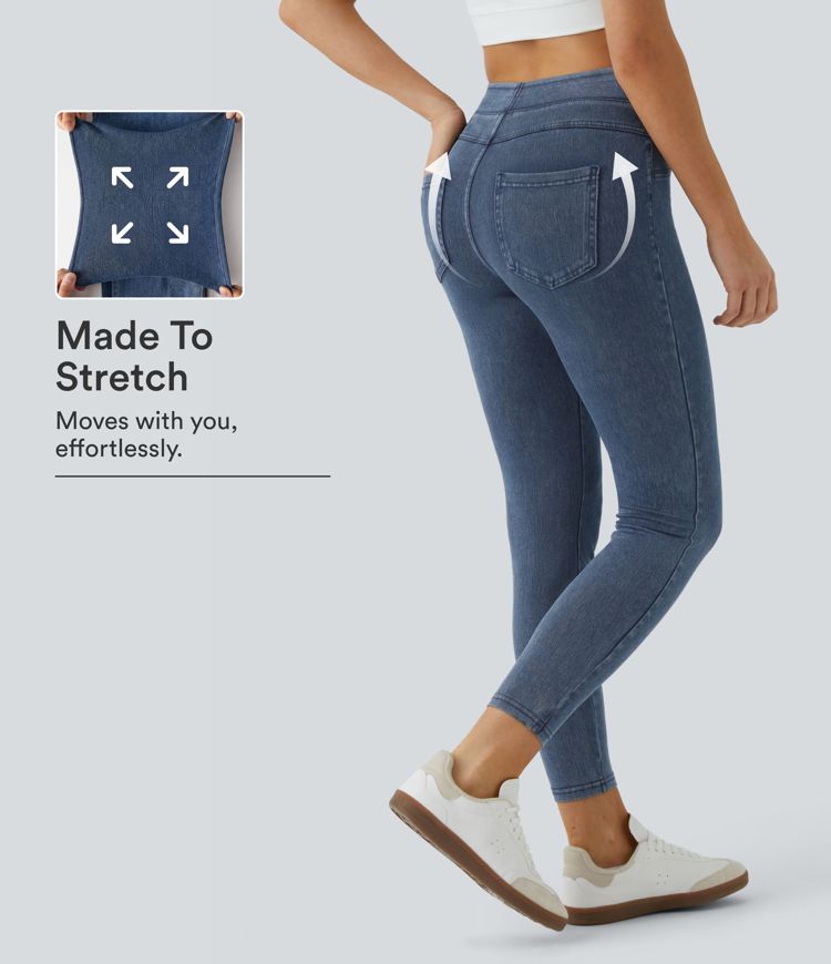Halara Flex™ High Waisted Pocket Denim Casual Leggings Halara Flex™ High Waisted Pocket Denim Casual Leggings