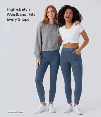 Halara Flex™ High Waisted Pocket Denim Casual Leggings Halara Flex™ High Waisted Pocket Denim Casual Leggings