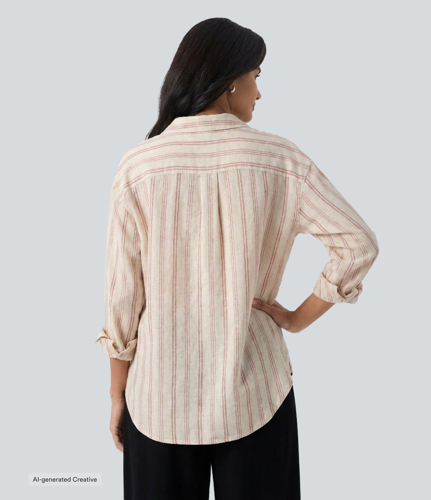 V Neck Long Sleeve Stripe Casual Shirt V Neck Long Sleeve Stripe Casual Shirt
