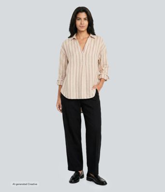 V Neck Long Sleeve Stripe Casual Shirt V Neck Long Sleeve Stripe Casual Shirt
