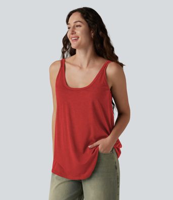 Débardeur décontracté à col en U et brassière intégrée Débardeur décontracté à col en U et brassière intégrée