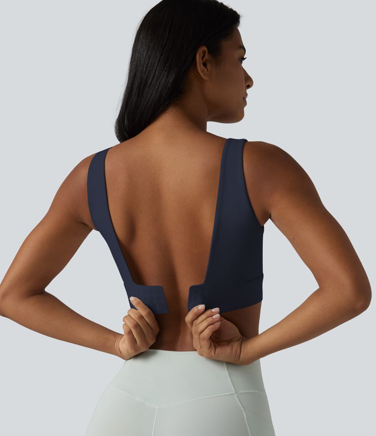 Halara Ultrasculpt™ Medium Support Backless Adjustable Buckle Built-in Bra Training Sports Bra