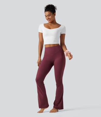 SoftlyZero™ Quick Dry Diamond Collar Built-in Bra Short Sleeve Cropped Yoga Sports Top