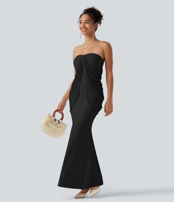 Robe maxi sirène SoftlyZero™ Plush bustier avec maintien intégré, coussinets amovibles et mesh contrasté Robe maxi sirène SoftlyZero™ Plush bustier avec maintien intégré, coussinets amovibles et mesh contrasté