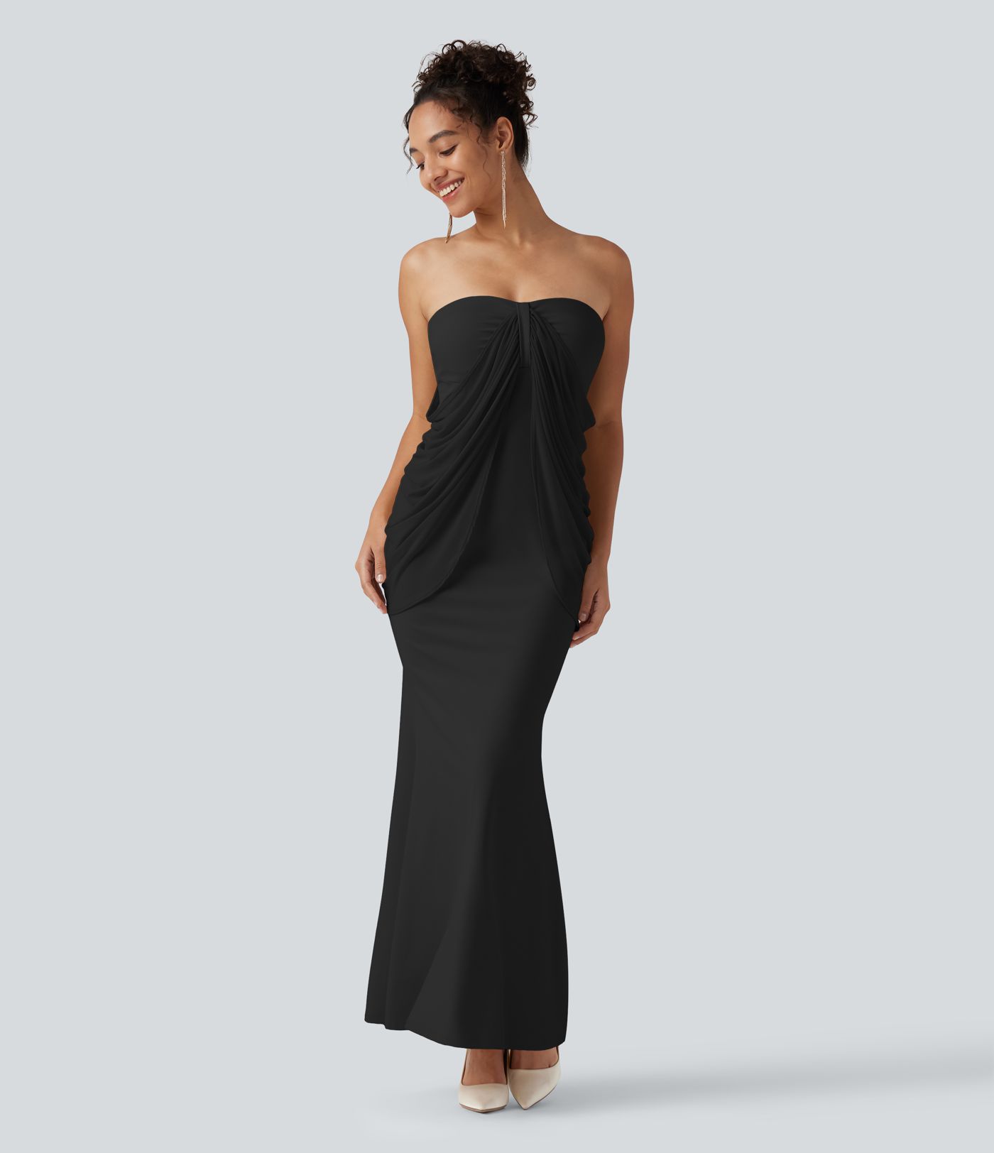 Robe maxi sirène SoftlyZero™ Plush bustier avec maintien intégré, coussinets amovibles et mesh contrasté Robe maxi sirène SoftlyZero™ Plush bustier avec maintien intégré, coussinets amovibles et mesh contrasté