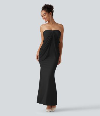 Robe maxi sirène SoftlyZero™ Plush bustier avec maintien intégré, coussinets amovibles et mesh contrasté Robe maxi sirène SoftlyZero™ Plush bustier avec maintien intégré, coussinets amovibles et mesh contrasté